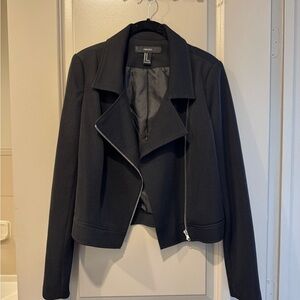 Forever 21 Black Asymmetrical Zip Blazer Jacket